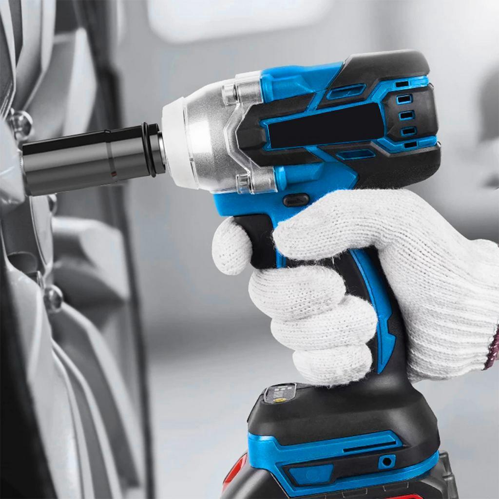 588V Brushless Electric Impact Wrench 580N.M Rechargeable Cordless Wrench Power Tool with 1/2 Li-ion Battery