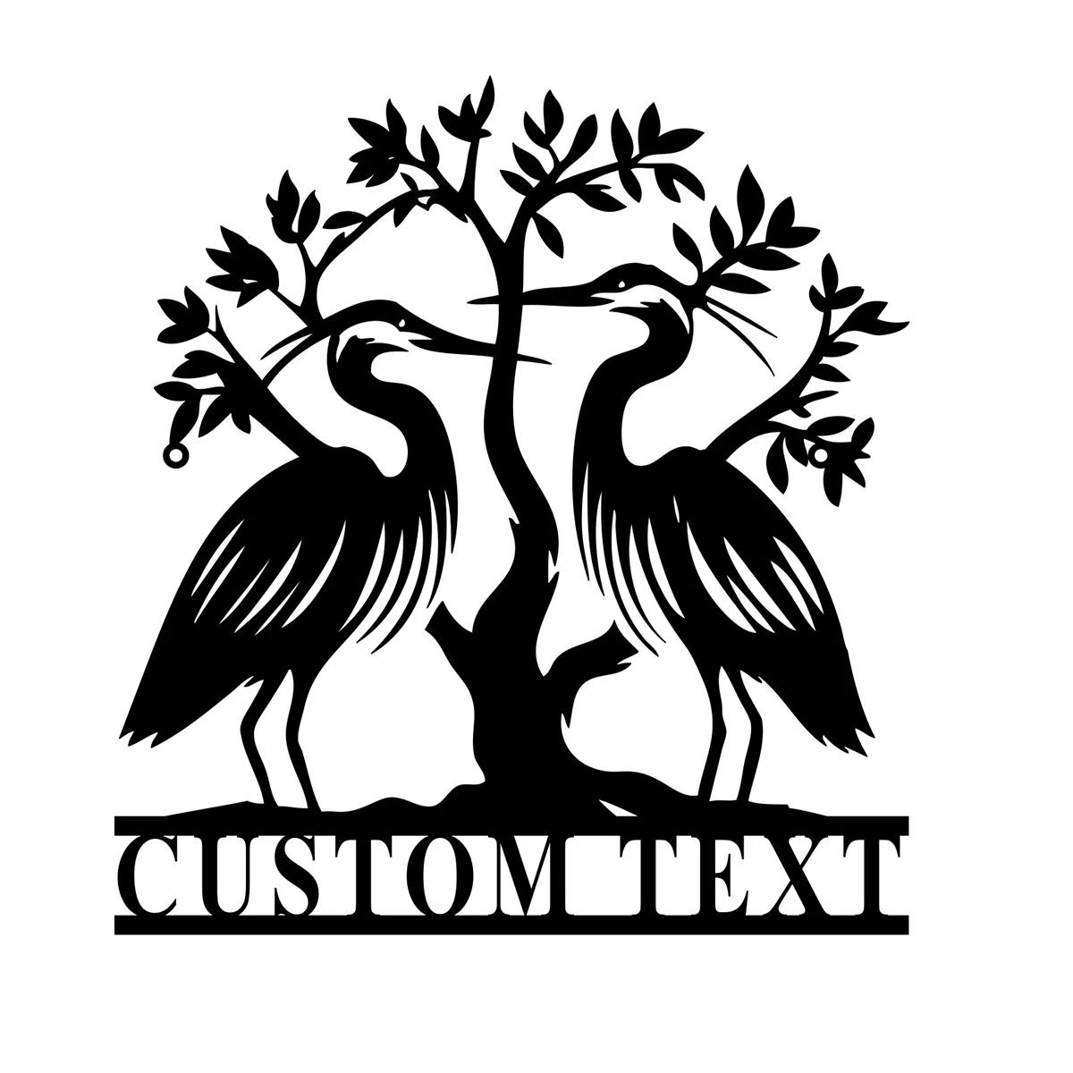 

Heron Metal Wall Art, Personalized Bird Name Sign, Home Decor Gift for Men, Hanging Decoration