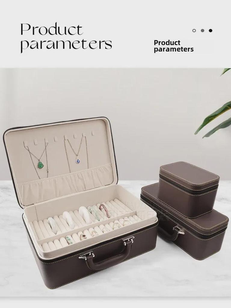 Multi-Bracelet Jewelry Storage Box with Ring, Necklace, and Bracelet Display