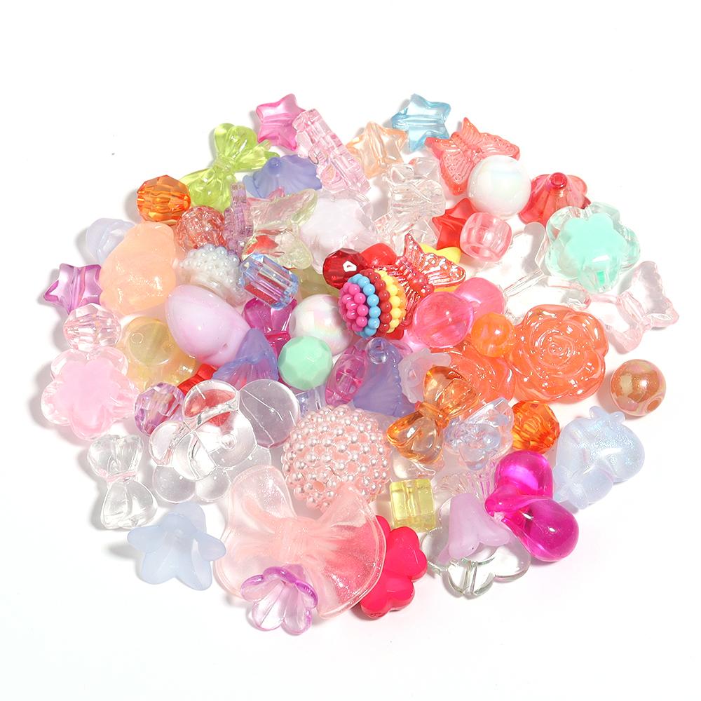 

50g Acrylic Mixed Beads Heart Round Flower Shaped Loose Beads For DIY Handmade Exquisite Phone Lanyard Accessories Supplies