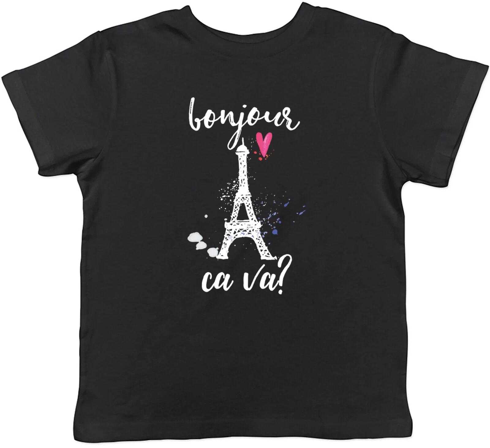 Bonjour Ca Va? Kids T-Shirt Hello How are you? French Childrens Boys Girls Gift 100