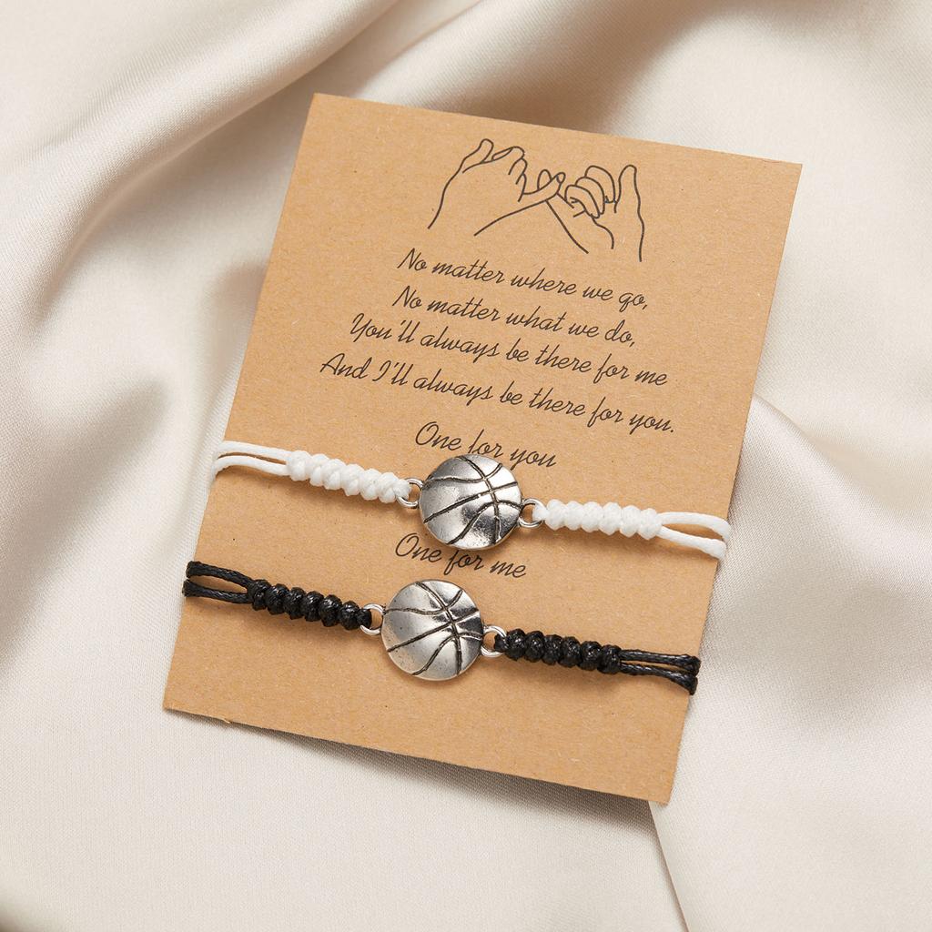 2Pcs/set Volleyball Football Basketball Tennis Couple Bracelet Women Handmade Black White Rope Braided Sport Bracelet Jewelry