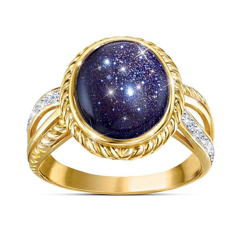 BLUELANS RINGS Sky Inlaid Band Elegant Starry Twist Women Ring Wedding Jewelry Gift