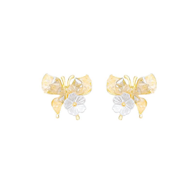 Summer Super Fairy Crystal Butterfly Earrings Female Ins Wind Fairy Stud Earrings Korean Ears