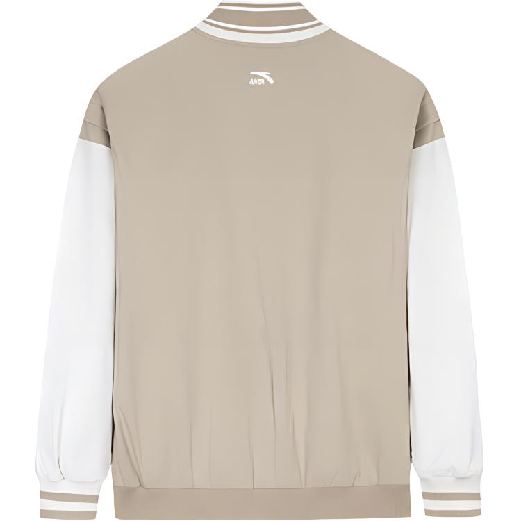Anta Lifestyle Series American Vintage Color Block Letter Baseball Jacket Women Jacket Beige 162438606-2