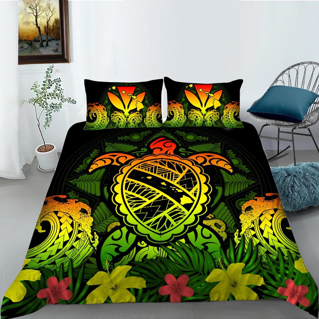 Exotic Sea Turtle Duvet Cover Set Bohemian Floral Ocean Animal Bedding Set Microfiber Tortoise Comforter Cover Single Queen Size