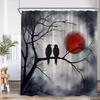 Horror Halloween Shower Curtain Forest Dead Trees Tombstone Crow Black Cat Skeleton Bath Curtains Home Bathroom Decor with Hooks