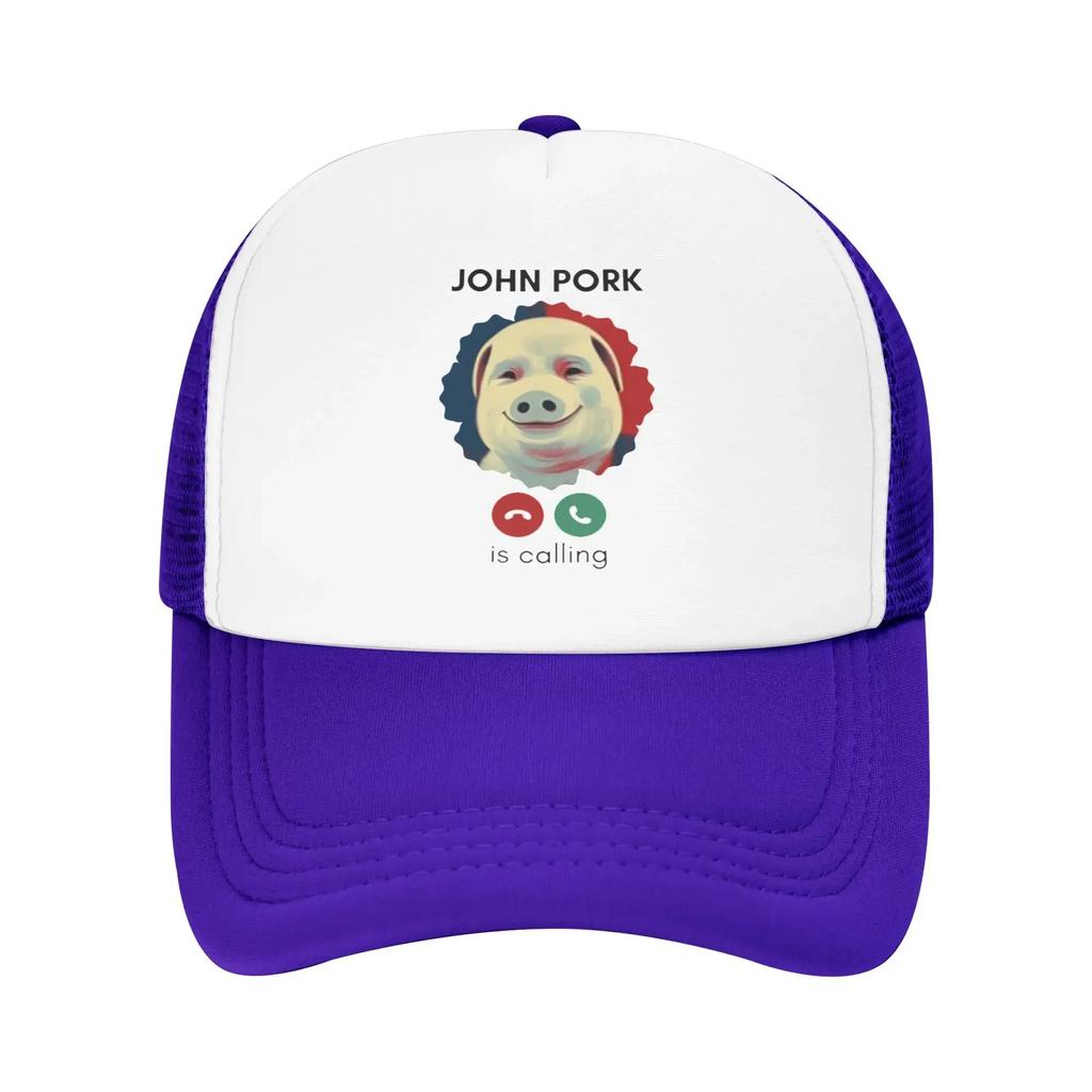 New Design Funny John Pork Is Calling Camping Mesh Baseball Caps Women Men Summer Humor Pig Beach Hat Fishing Trucker Cap