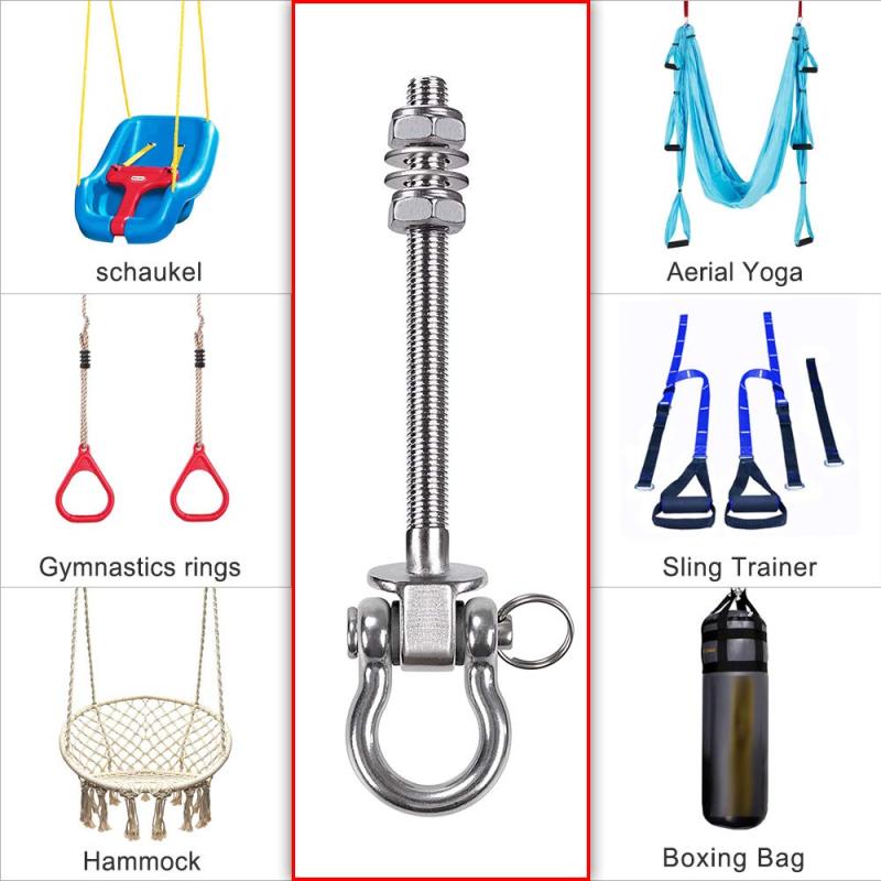2 ks věšák na dřevěné trámy a I-beam, odnímatelné a snadno připojitelné, houpací háky pro vysoké zatížení z nerezové oceli, pytel na houpací křeslo na jógu, kování pro houpačky