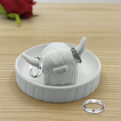 Sujetalapices Vaca de las Highlands Impreso en 3D Caja de Almacenamiento de Joyería Estilo Bohemio de Granja Anillos Llaves Pulseras Pendientes Bandeja para Pequeñas Cosas