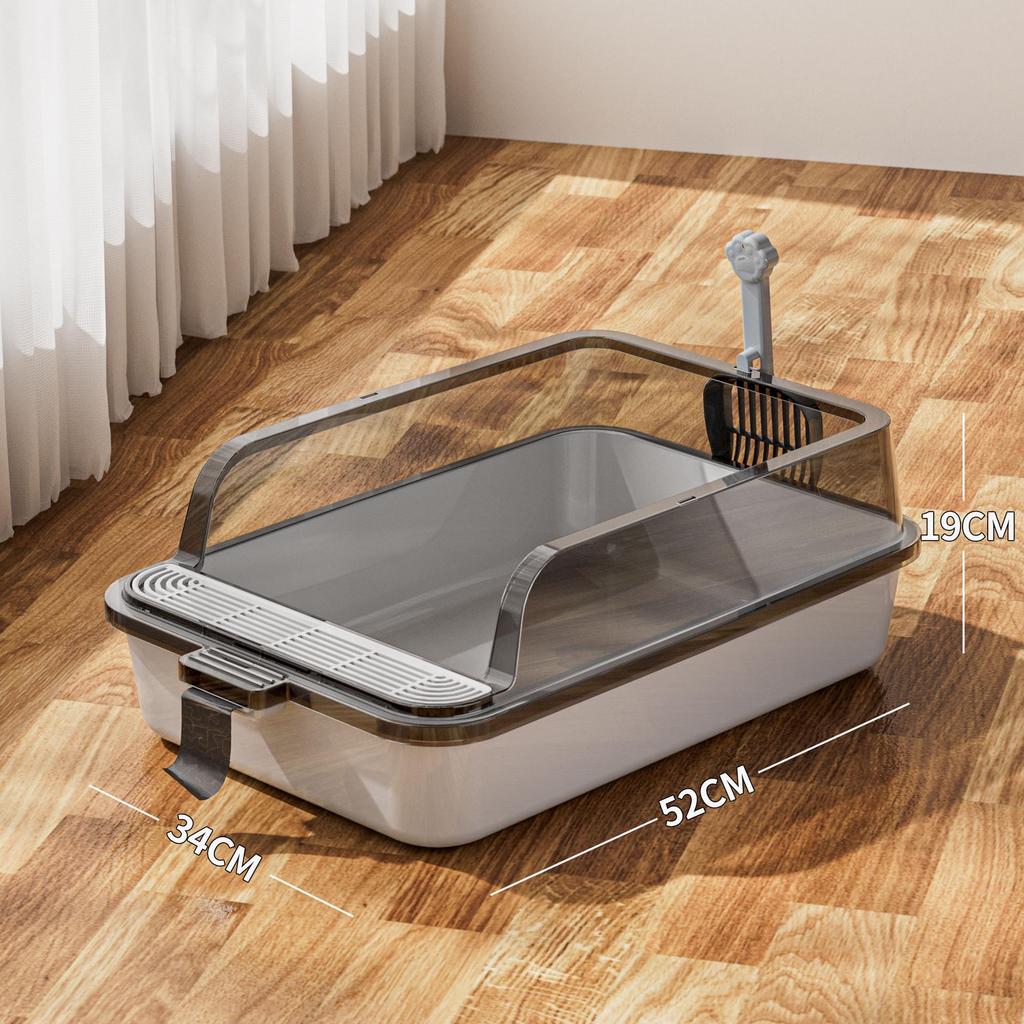 Extra Large Dust-Free Semi-Enclosed Cat Litter Box with Anti-Splash Design