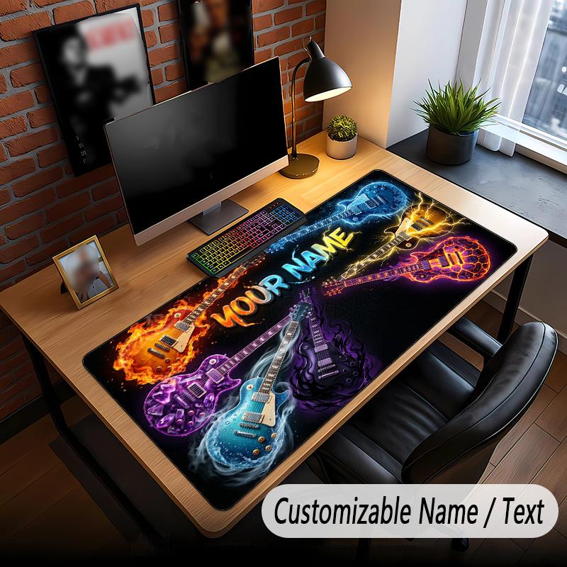 Music Guitar Theme Custom Mouse Pad Personalized With Name Text Customized Desk Mat For Office Home Decor