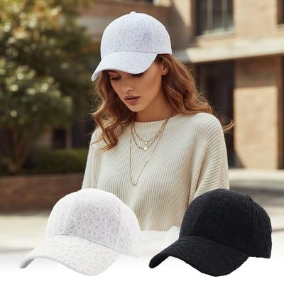 Breathable Floral Lace Baseball Cap Hollow Out Streetwear Hat Fashion Mesh Baseball Hat  For Women