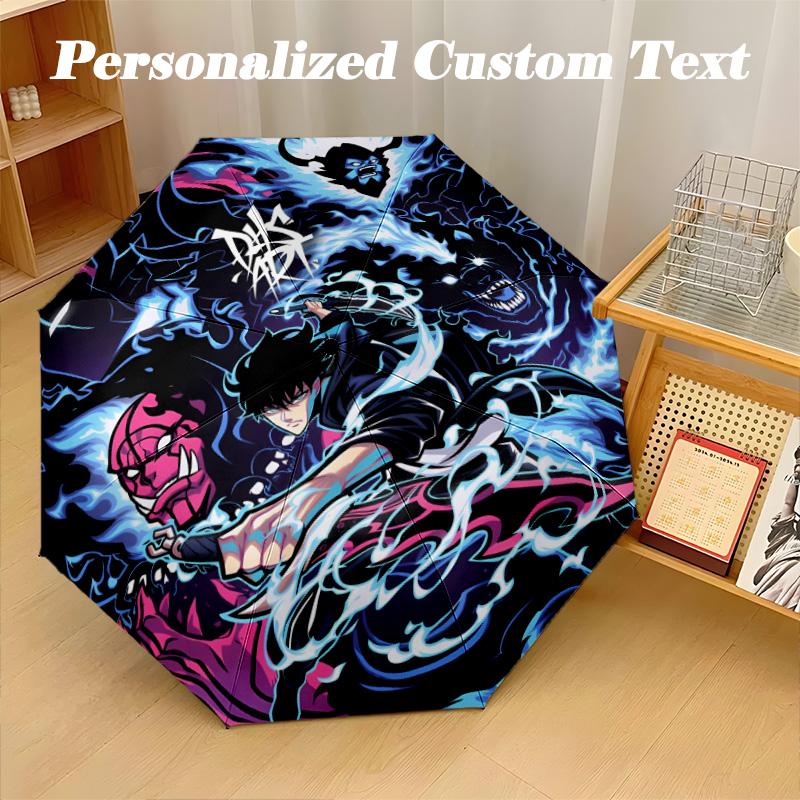 8‑Rib Automatic Umbrella, Solo Leveling Design Foldable Umbrella for Sun Rain Protection Travel