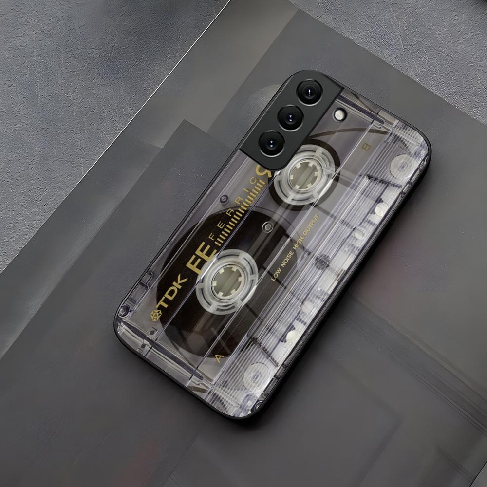 Funda Magnética para Teléfono con Cinta de Cassette de Radio y Cristal para Samsung Galaxy S23 S24 S21 S22 S20 Ultra Fe Plus A34 A16 A54 A24 A52 A53 M54