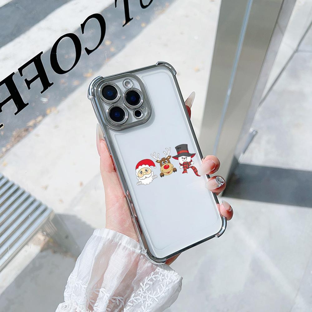 Ae120 Merry Christmas Santa Design Electroplated TPU Phone Cases for Samsung A54 A12 A14 S23 S24 Ultra A55 A15 S20 S21 FE Four Corner Protection Cover