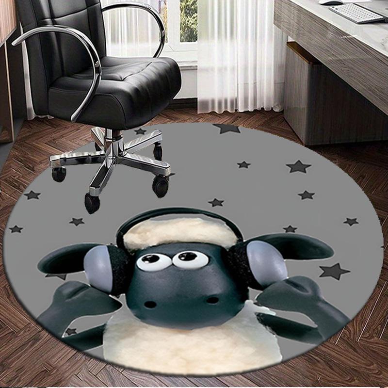 1PC Sheep And Shaun Adventure Round Rug, Non-slip Chair Mat, Home Decor, Circle Carpet Perfect for Office, Bedroom, Living Room,Christmas gift