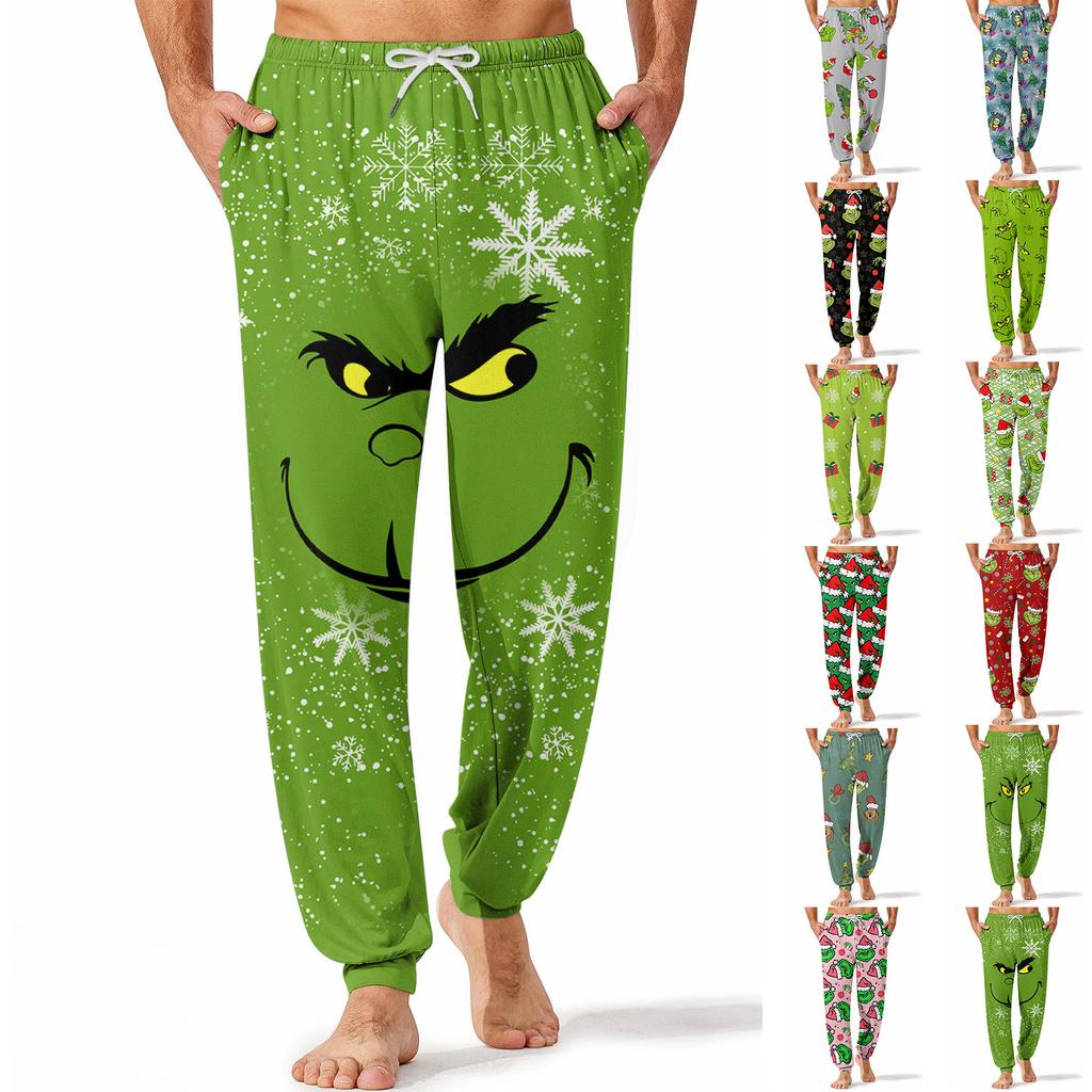 Men's Drawstring Pocket Cuffed Casual Pants Home Sleep Pants