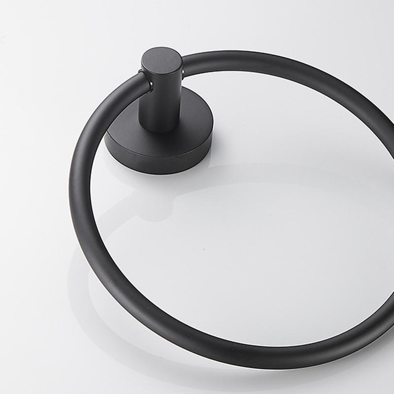 Modern Stainless Steel Bathroom Wall Mounted Matte Black Towel Ring Black Bathroom Accessories