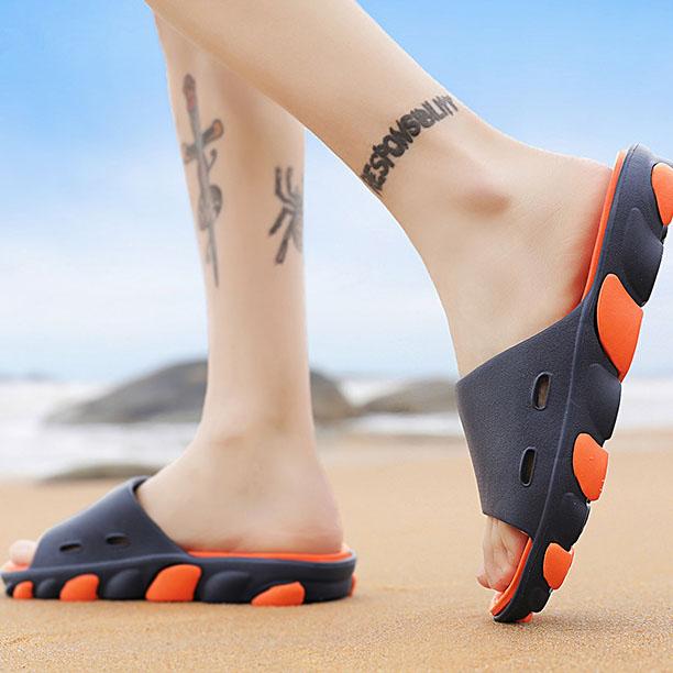 Große rutschfeste Hausschuhe für Herren im Innen- und Badezimmer, flache Hausschuhe, Frühlings- und Sommer-Hausschuhe für den Strand