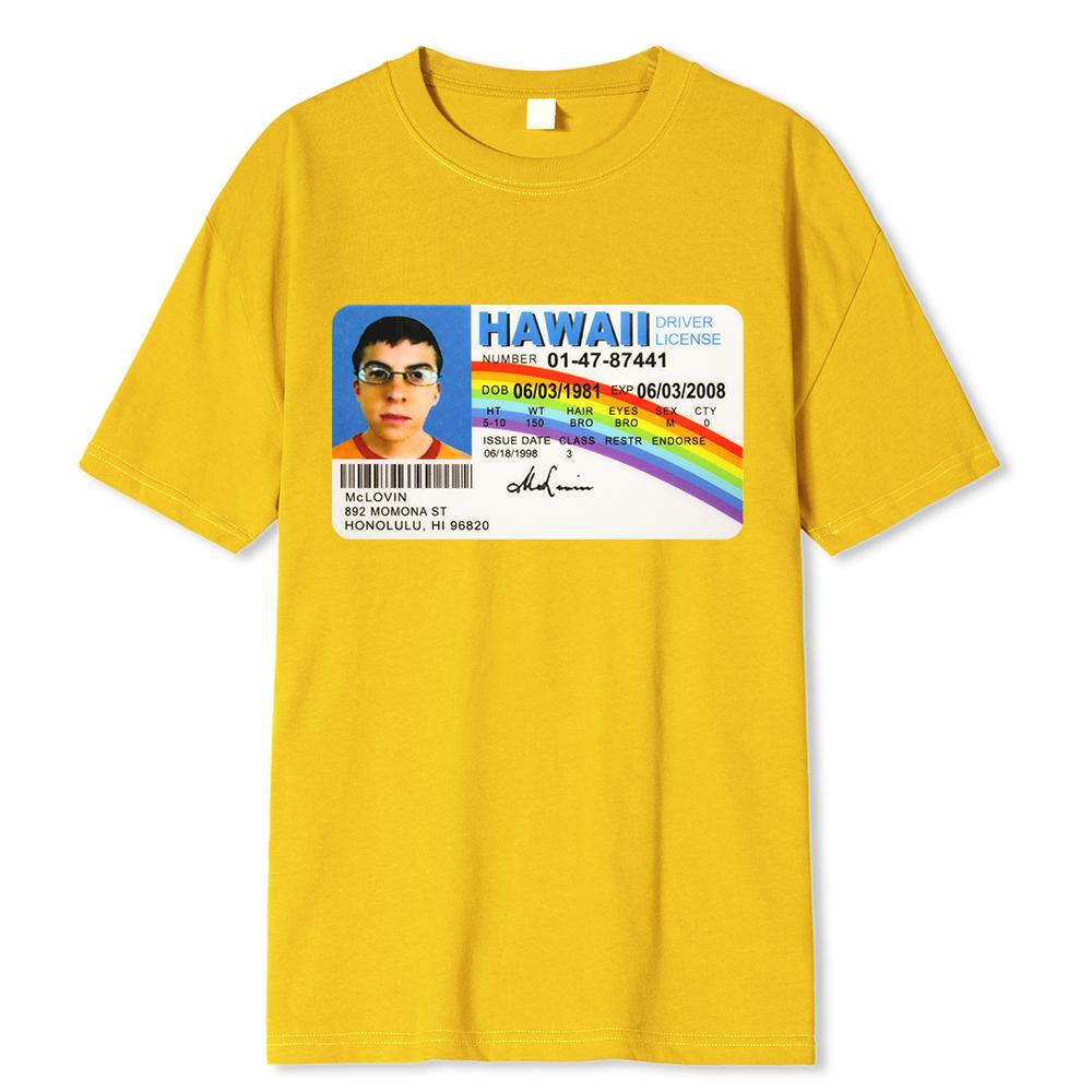 Herren T-Shirt Mclovin Ausweis Superbad Geek Herren Baumwoll-T-Shirt Unisex T-Shirt Teenager Cool Weiche Kleidung