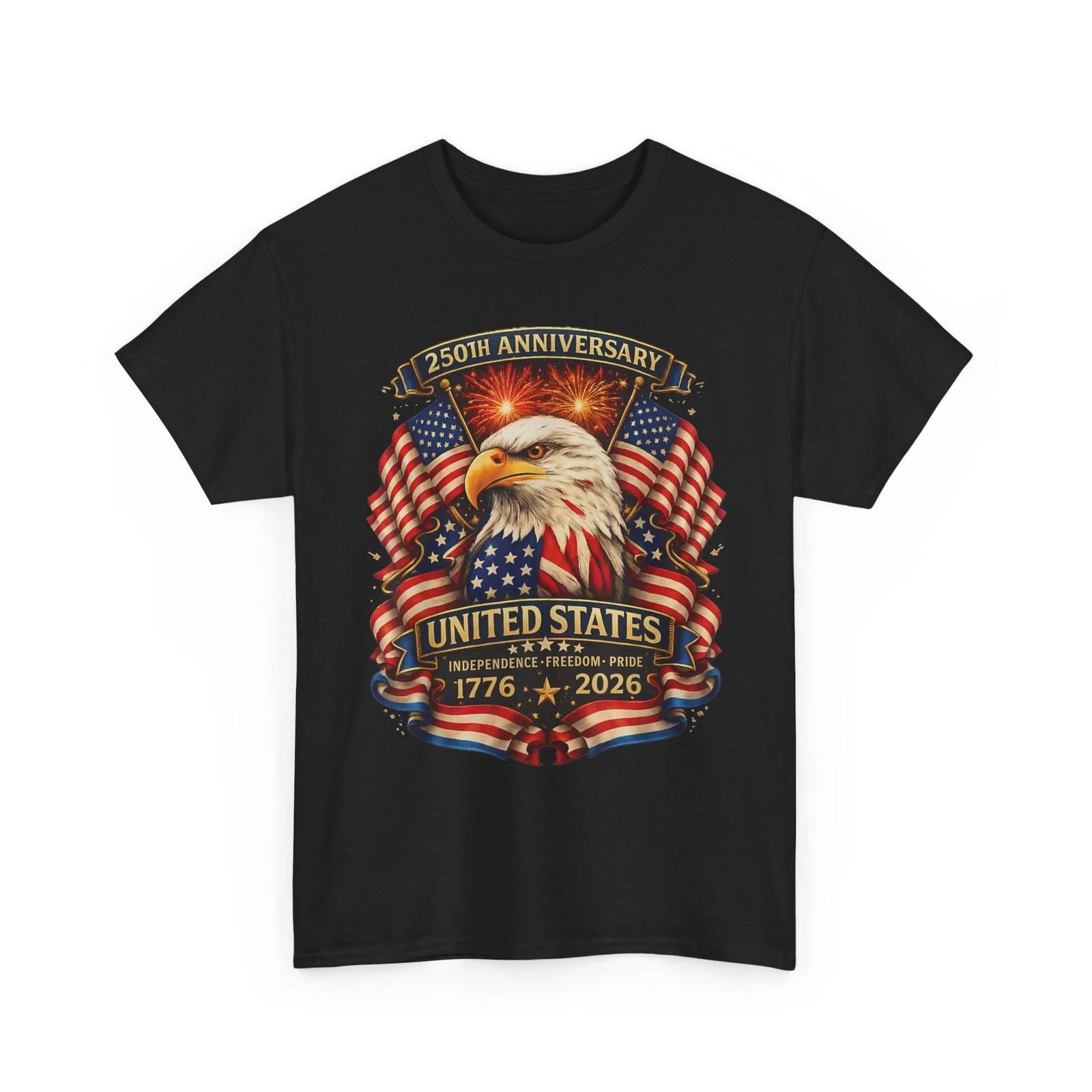 250th Anniversary USA 1776 2026 Shirt, 250 Years of Freedom USA Flag T-Shirt XL