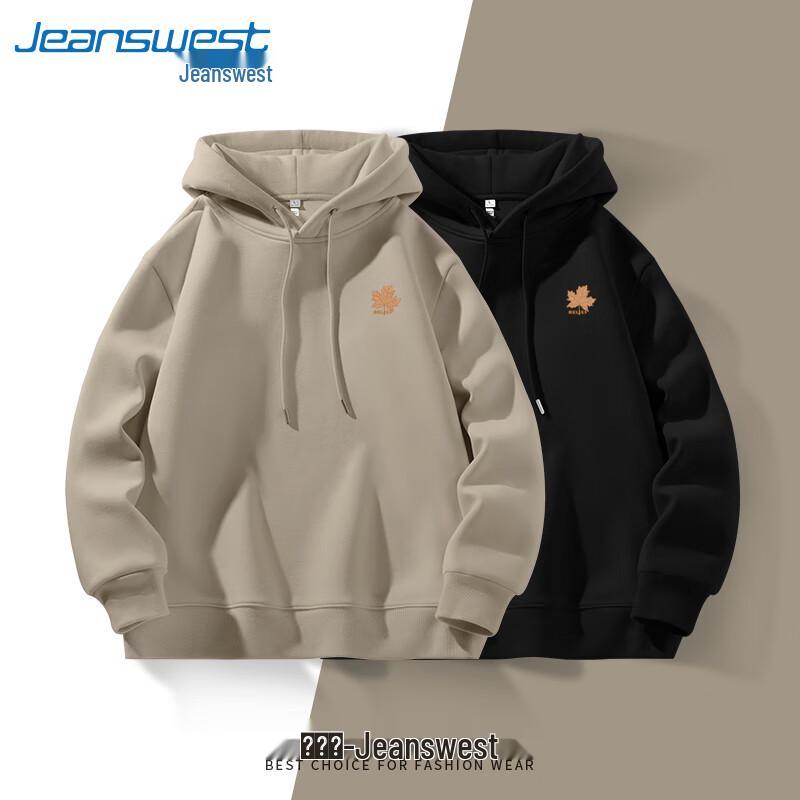 Jeanswest Men's Vintage Maple Leaf Print Hooded Sweatshirt