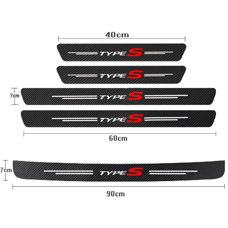 Car Door Sill Trunk Bumper Pedal Anti Scratch Decal Sticker Cover Protector Waterproof For Honda Civic Type R Type S TypeR TypeS