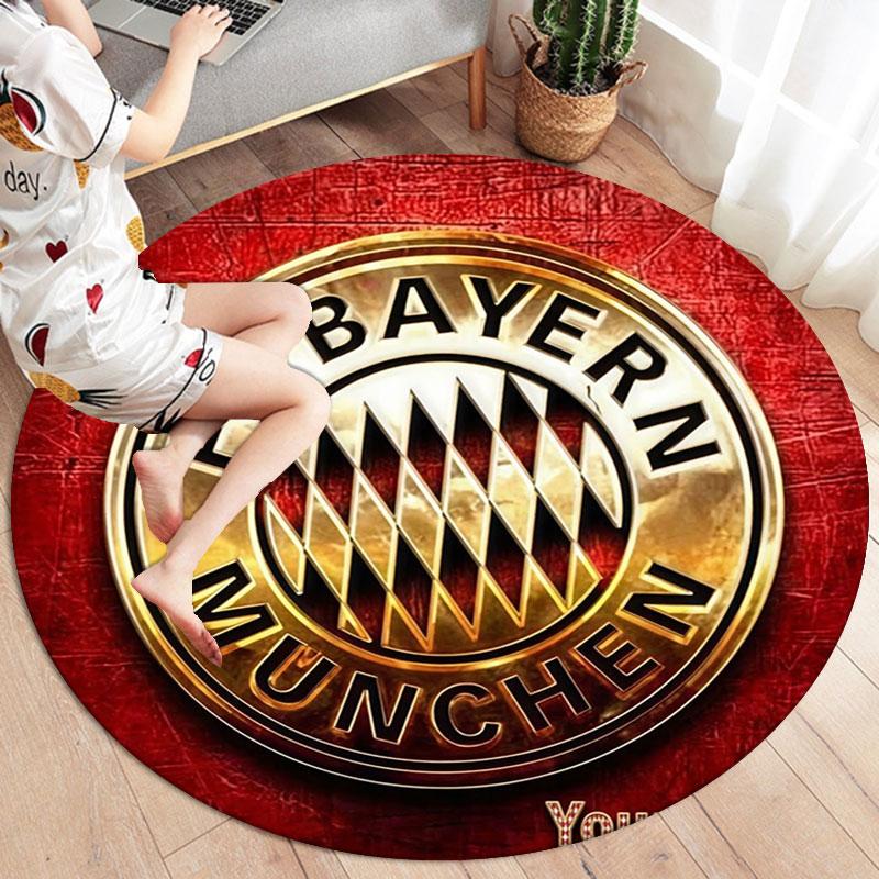 FC Bayern Munchen Custom Name Round Area Rug,Carpet Rug for Living Room Bedroom Sofa Playroom Decor,Non-slip Floor Mat