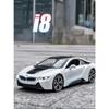 1/24 BMW I8 Supercar Alloy Car Model Diecasts Metal Toy Vehicles Sound Light Simulation Collectibles Hobbies Baby Kids Toy Gifts