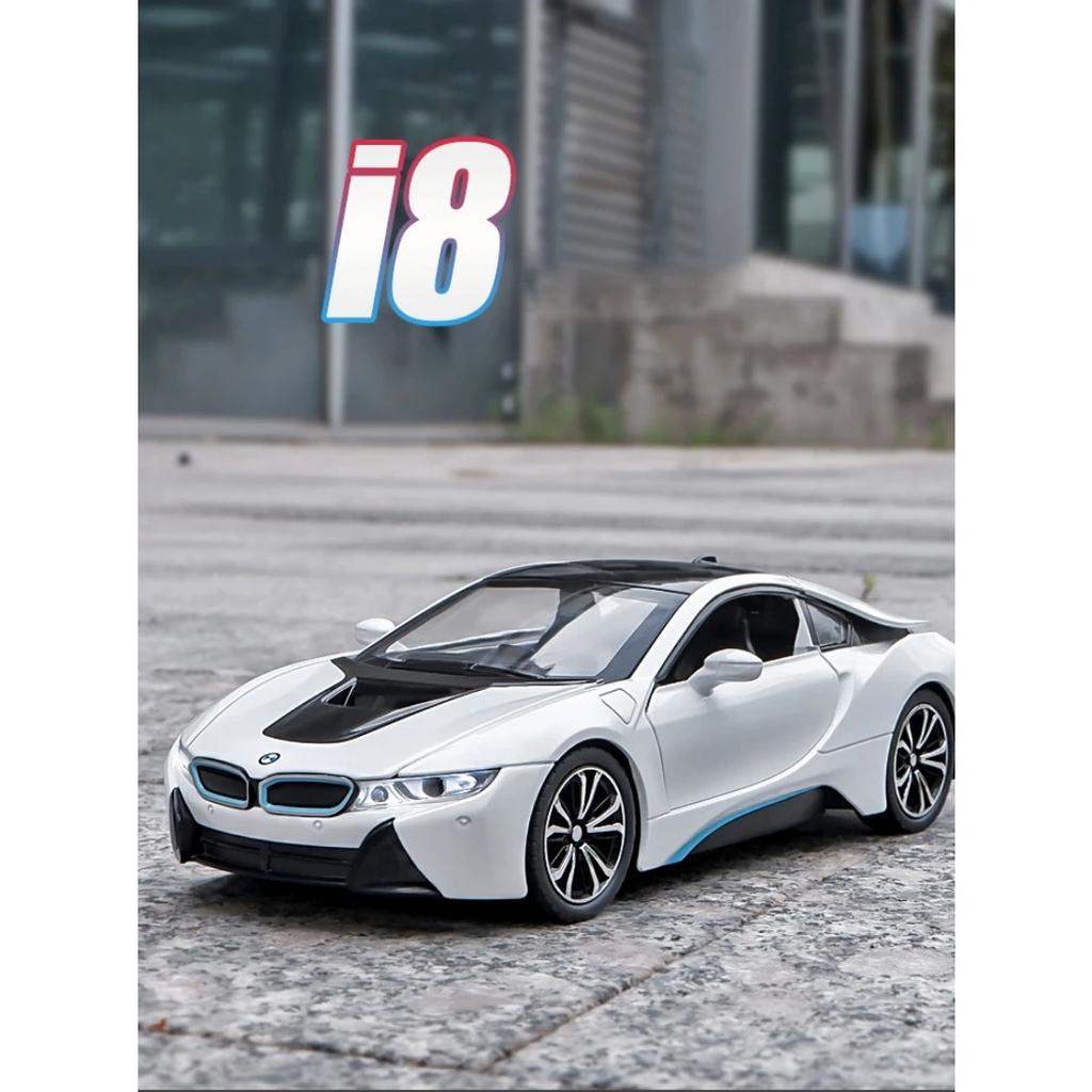 1/24 BMW I8 Supercar Alloy Car Model Diecasts Metal Toy Vehicles Sound Light Simulation Collectibles Hobbies Baby Kids Toy Gifts