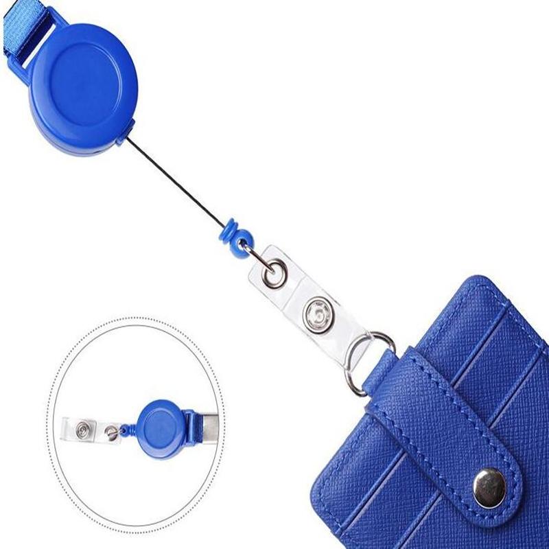 PU-Leder-Ausweishalter mit ausziehbarem Lanyard, Kartenhalter, Namensschild, Schul- und Bürobedarf