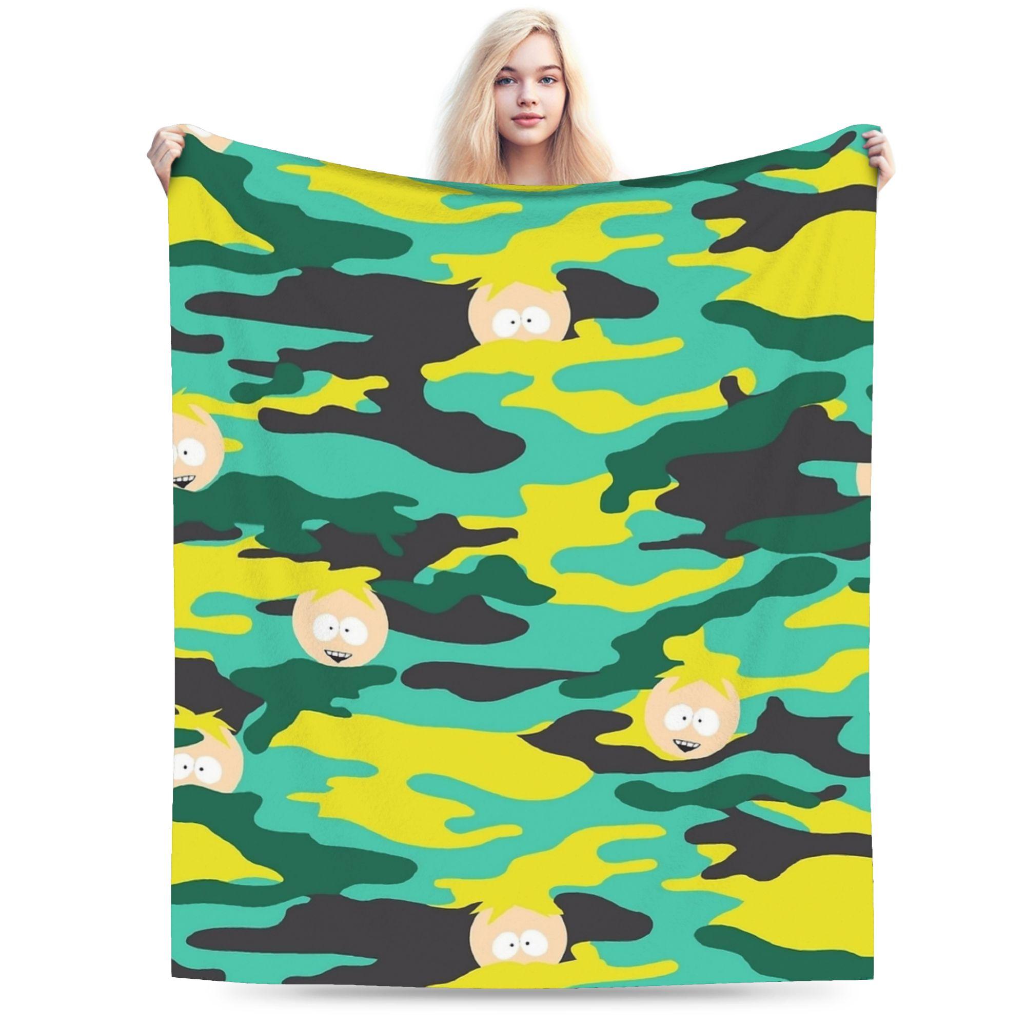 Butters Camo Camouflage Blanket Coral Fleece Plush Textile Decor South-Parks Cartoon Warm Throw Blanket Plush Thin Quilt 75X95CM