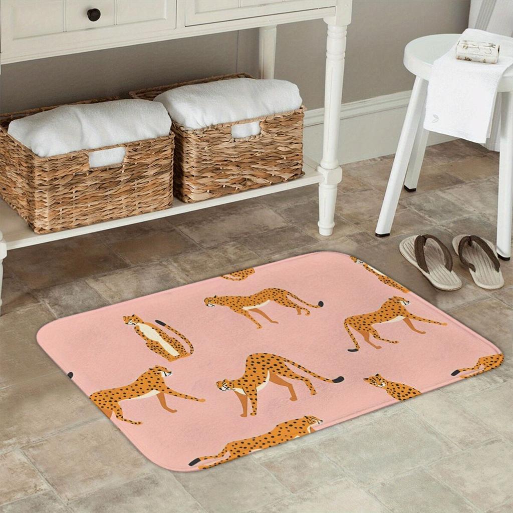 1PC Leopaed Pattern Kitchen Rugs Non-Slip Door Mats Pop Design Bathroom Rug Bath Mat Carpet for Home Sink Laundry Decor