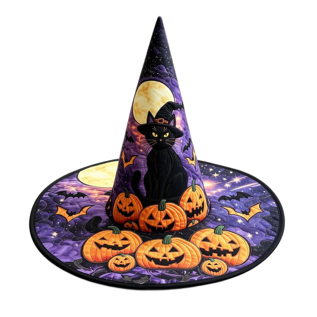 Halloweenský čarodějnický klobouk s 3D digitálním potiskem, Párty kostýmový doplněk