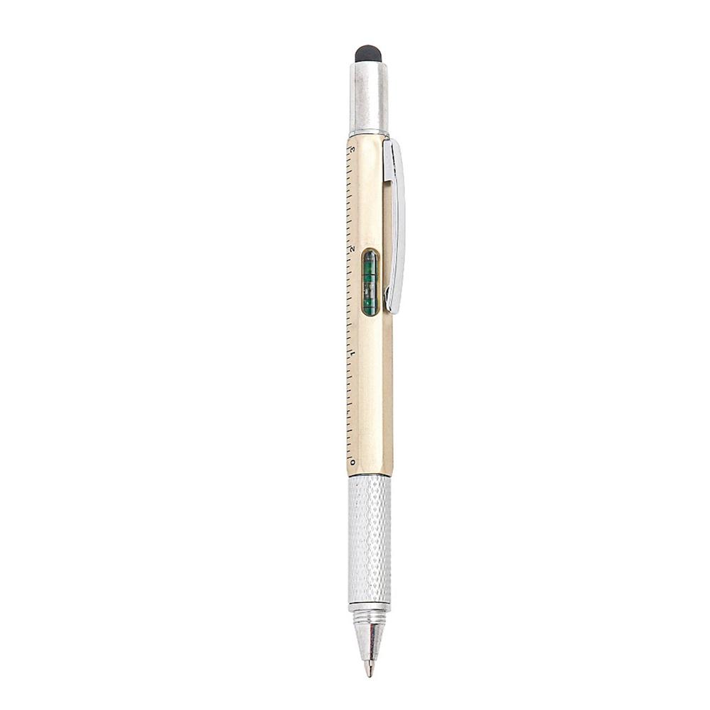 6 In 1 Multifunction Ballpoint Pen Touch Screen Stylus Capacitive Pen With Screwdriver Ruler Levelgauge Refillable Pencil Tools