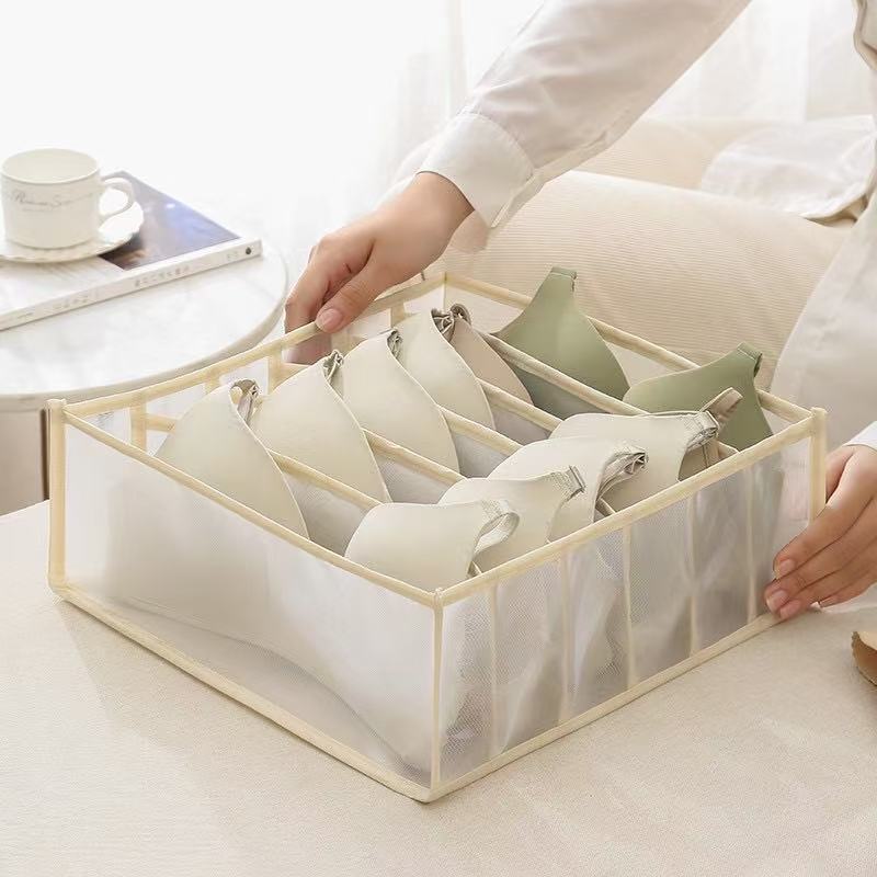 Mesh Storage Box with Divided Compartments for Underwear and Socks
