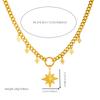 Stainless Steel Multilayer Sun Star Cross Pendant Necklace Women Neck Chain Jewelry Gift