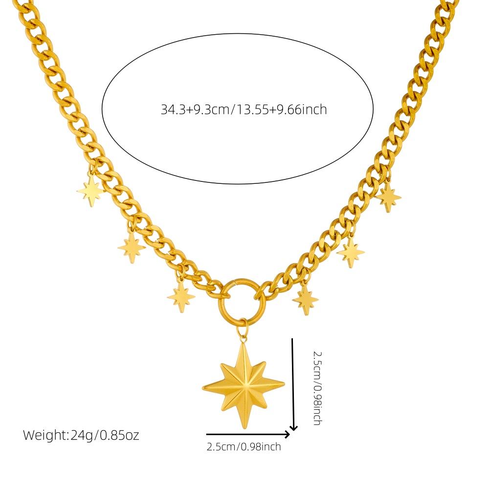 Stainless Steel Multilayer Sun Star Cross Pendant Necklace Women Neck Chain Jewelry Gift
