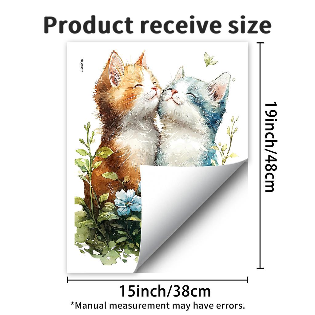 Sleeping Cute Cat in Grass Wall Stickers, Self-Adhesive Decor for Bedroom Living Room Study Room Decoration