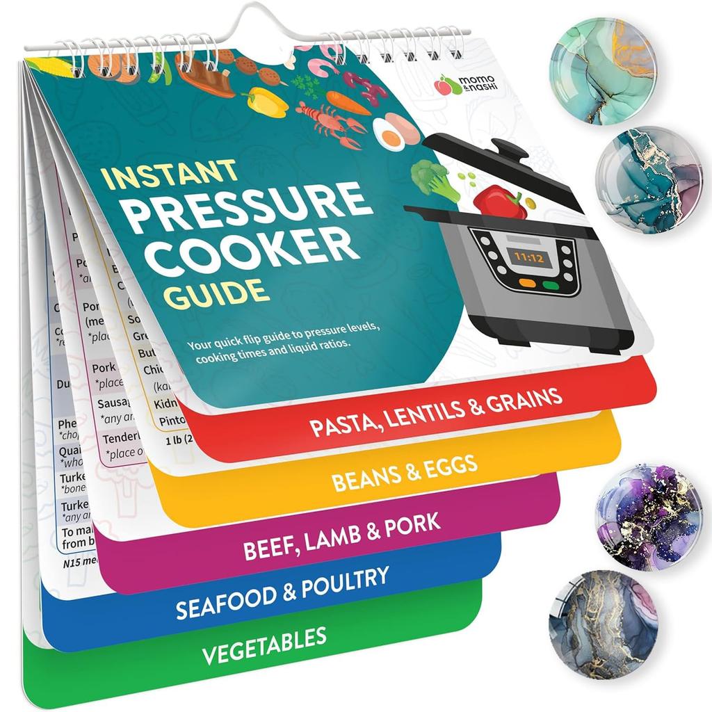 Silreck Arkusz ściągawki do frytkownicy powietrznej Magnetyczny przewodnik gotowania Broszurka I Gotowa do lodówki Magia frytkownicy powietrznej: Książka kucharska z pętelką do zawieszania i magnesem