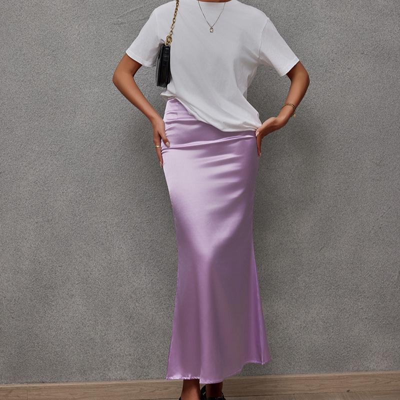 Φόρμα άνοιξη/καλοκαίρι 2025 νέα φούστα απομίμησης μεταξιού, σατέν φούστα, γυναικεία φούστα που αγκαλιάζει το σώμα