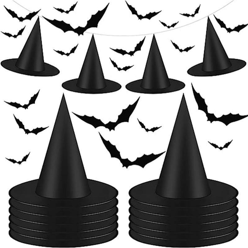 1pc Halloween Witch Hats Adult Kids Black Witch Hats Masquerade Wizard Costume Top Pointed Caps Cosplay Props Party Decoration