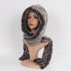 Winter Women Knitted Real Rex Rabbit Fur Hat Scarf Natural Soft Rex Rabbit Fur Hat Lady Warm Genuine Rabbit Fur Cap Scarves