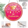 Colgante de pared 2D Plano de Aluminio con Temática de Graduación, Disponible en Múltiples Tamaños, Presentando un Diseño de Birrete de Graduación Rosa y Dorado Brillante Estilo Español
