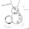 Disney Mickey Mouse Pendant Three Silver with Cubic Gift for Christmas Necklace, Circles, Zirconia, (VPCDS20098)