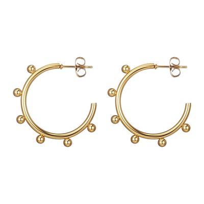 Boucles d'oreilles en acier titane Mode femme Polyvalent Or 18K Acier inoxydable Boucles d'oreilles géométriques en forme de C Bijoux
