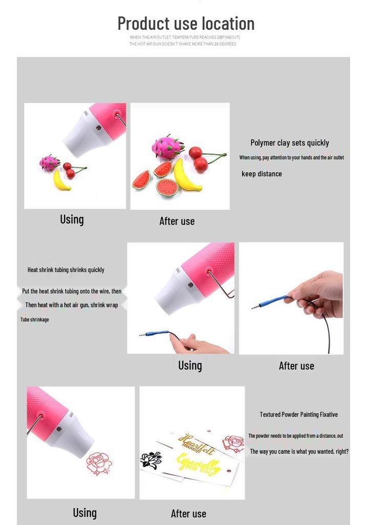 230V Hot Air Gun for Heat Shrink, Stamps, DIY Crafts & Clay - Australian Standard, Constant Temperature.