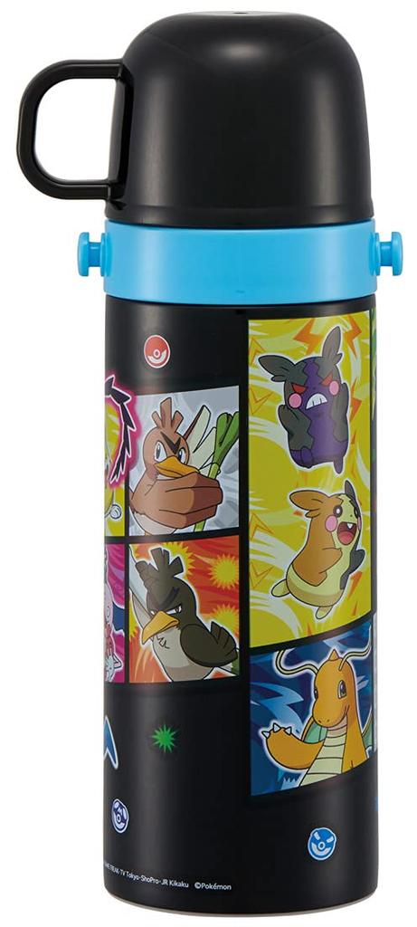 Skater Kids' 2-Way Stainless Steel Water Bottle with Cup, Pokémon 21, 430ml, SKDC4-A