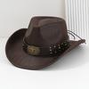 New Big-brimmed Top Hat PU Cowboy Hat Fashionable Men's and Women's Jazz Hat European and American Style Western Cowboy